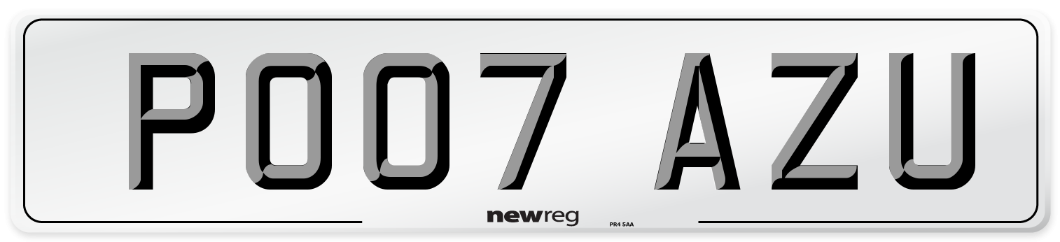 PO07 AZU Number Plate from New Reg
